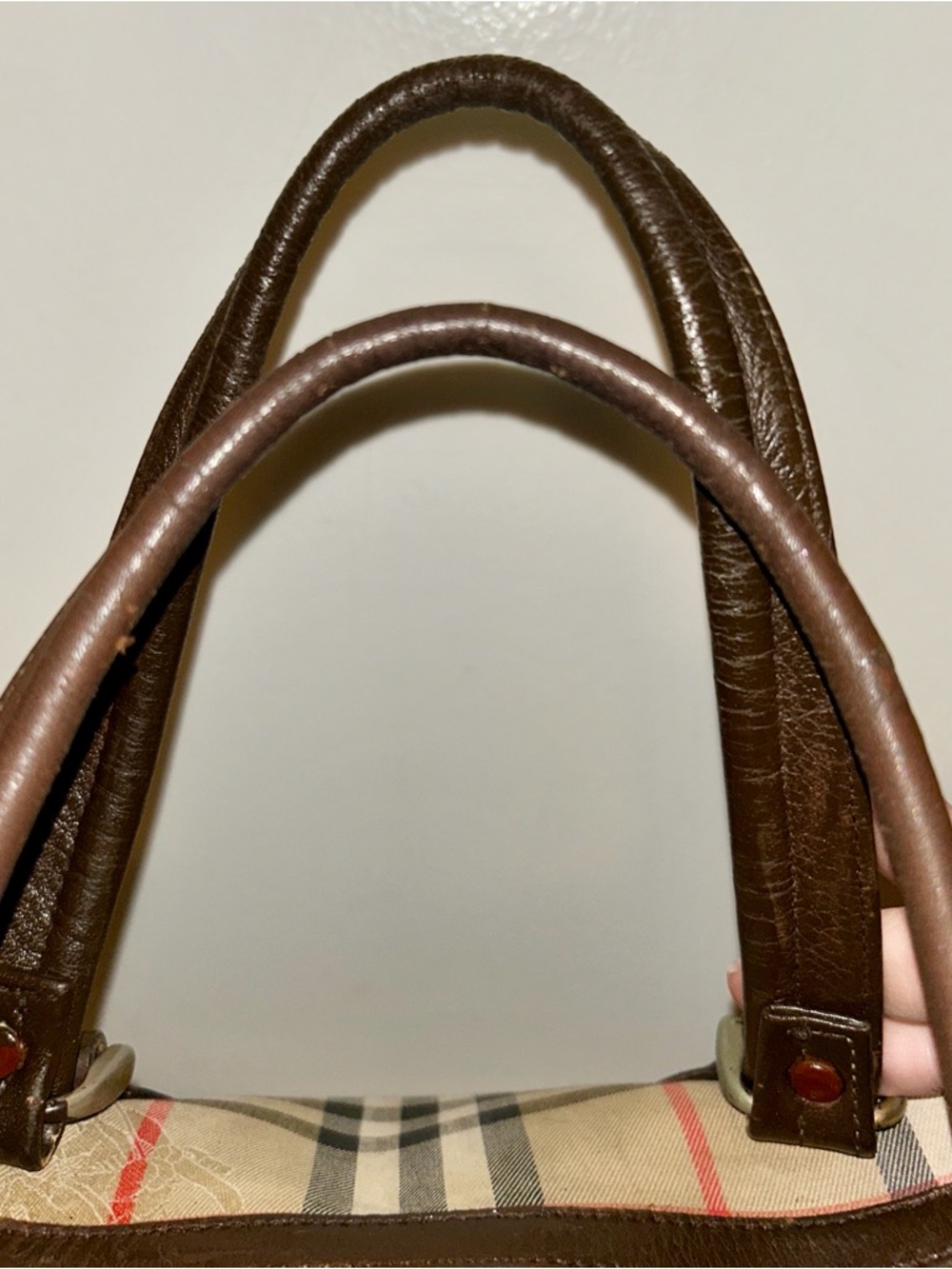 BURBERRYS Nova Check Canvas &
Leather Handbag. With Burberrys Handkerchief. - Picture 11 of 13